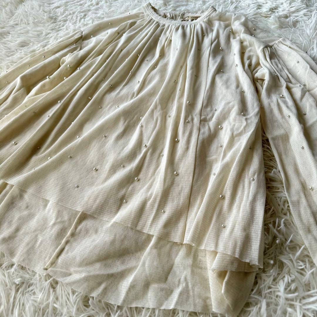 【新品未使用】カレンソロジー　コットンチュールパールブラウス　ホワイト