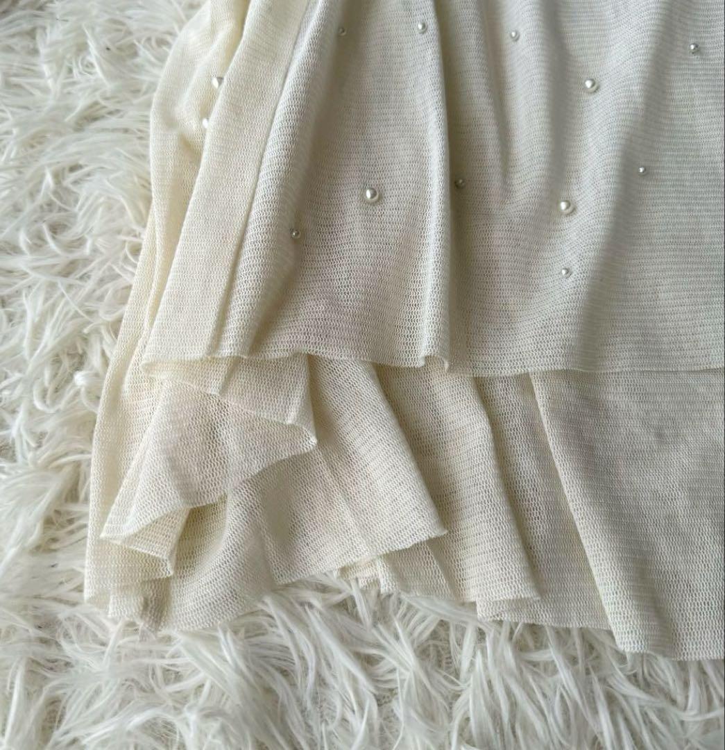 【新品未使用】カレンソロジー　コットンチュールパールブラウス　ホワイト