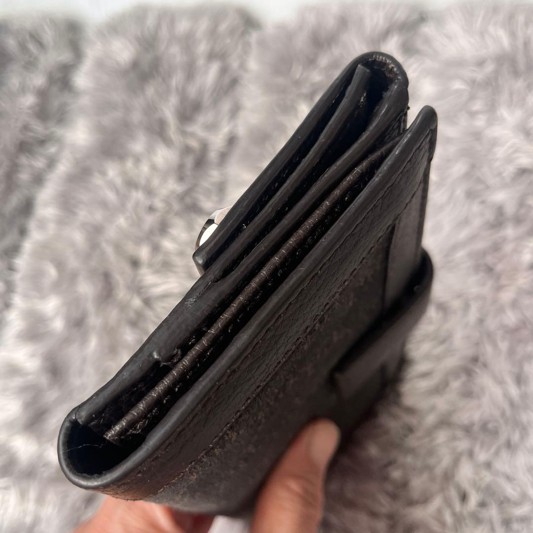 良品✨GUCCI シルバーロゴ　GGキャンバス ダークブラウン　シボレザー　財布