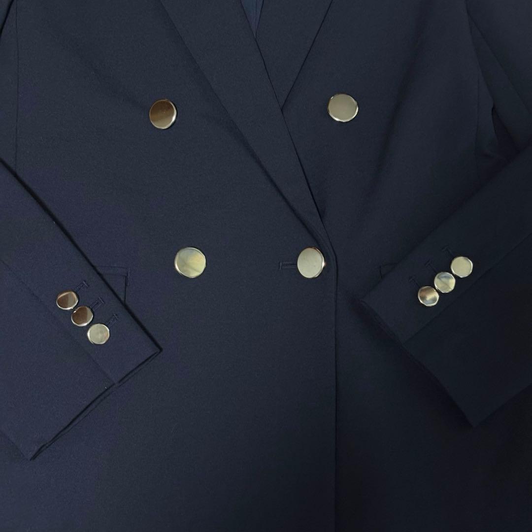 【mai】PLST セットアップ　ネイビー　パンツスーツ　ダブル　銀ボタン