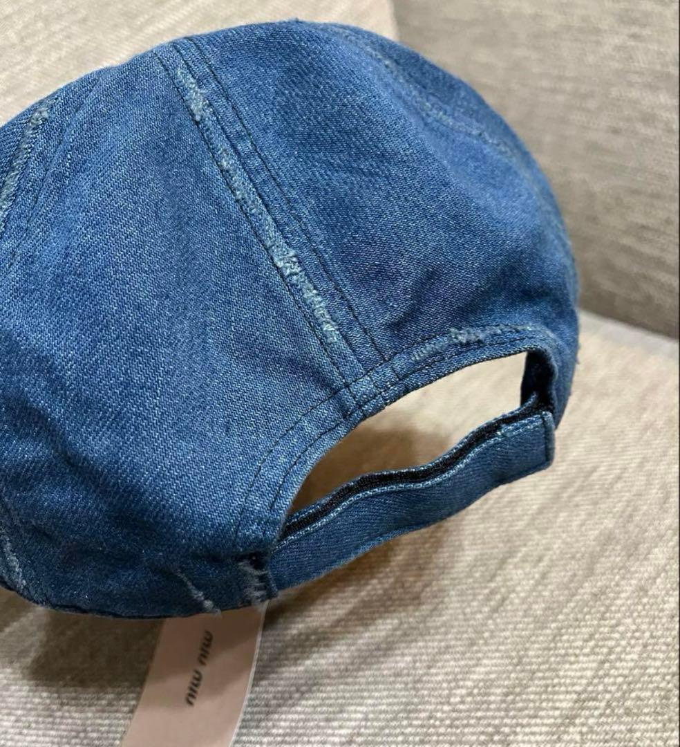新品未使用品★タグ付き　miumiuロゴ　デニムベースボールキャップ