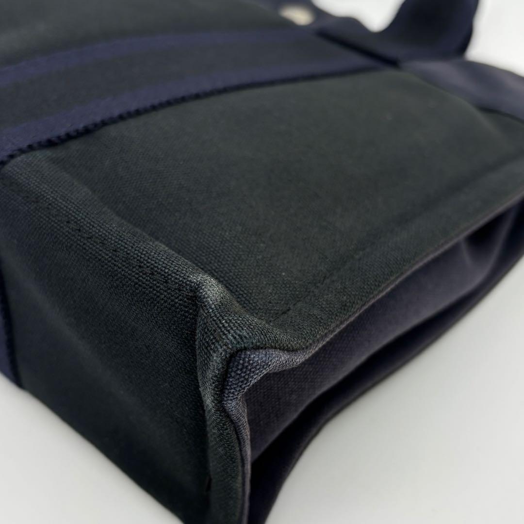 【極美品】HERMES トートPM フールトゥ キャンバス ブラック ネイビー