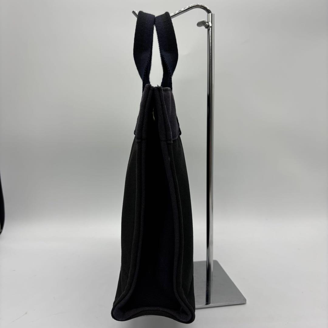 【極美品】HERMES トートPM フールトゥ キャンバス ブラック ネイビー