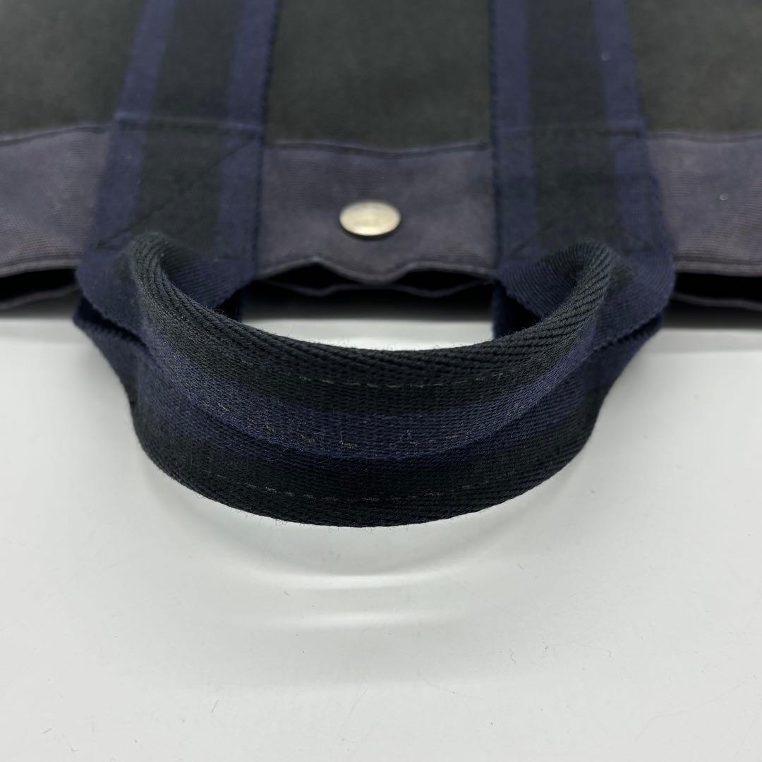 【極美品】HERMES トートPM フールトゥ キャンバス ブラック ネイビー