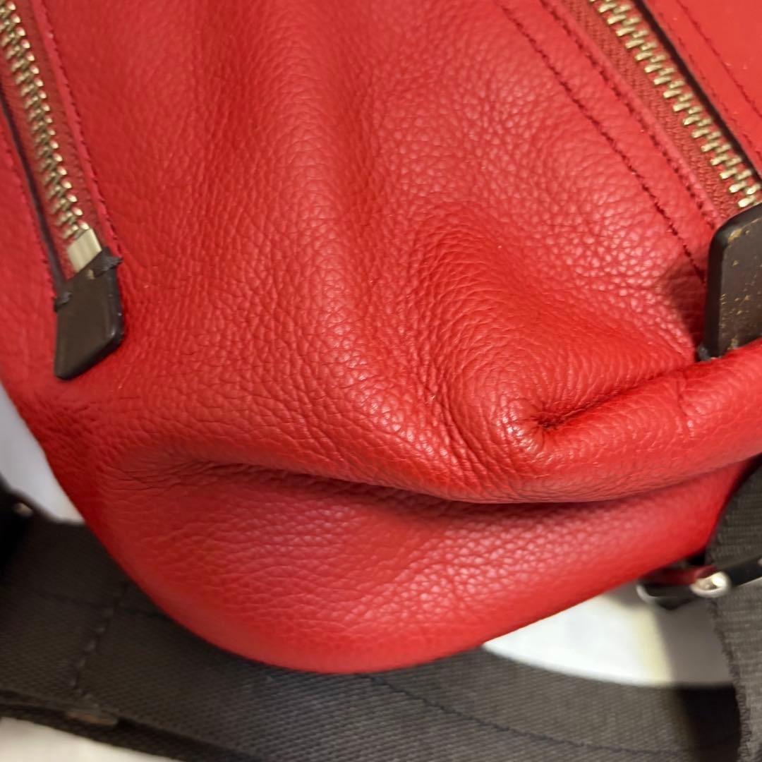 COACH トンプソン ボディバッグ レッドレザー希少カラー！