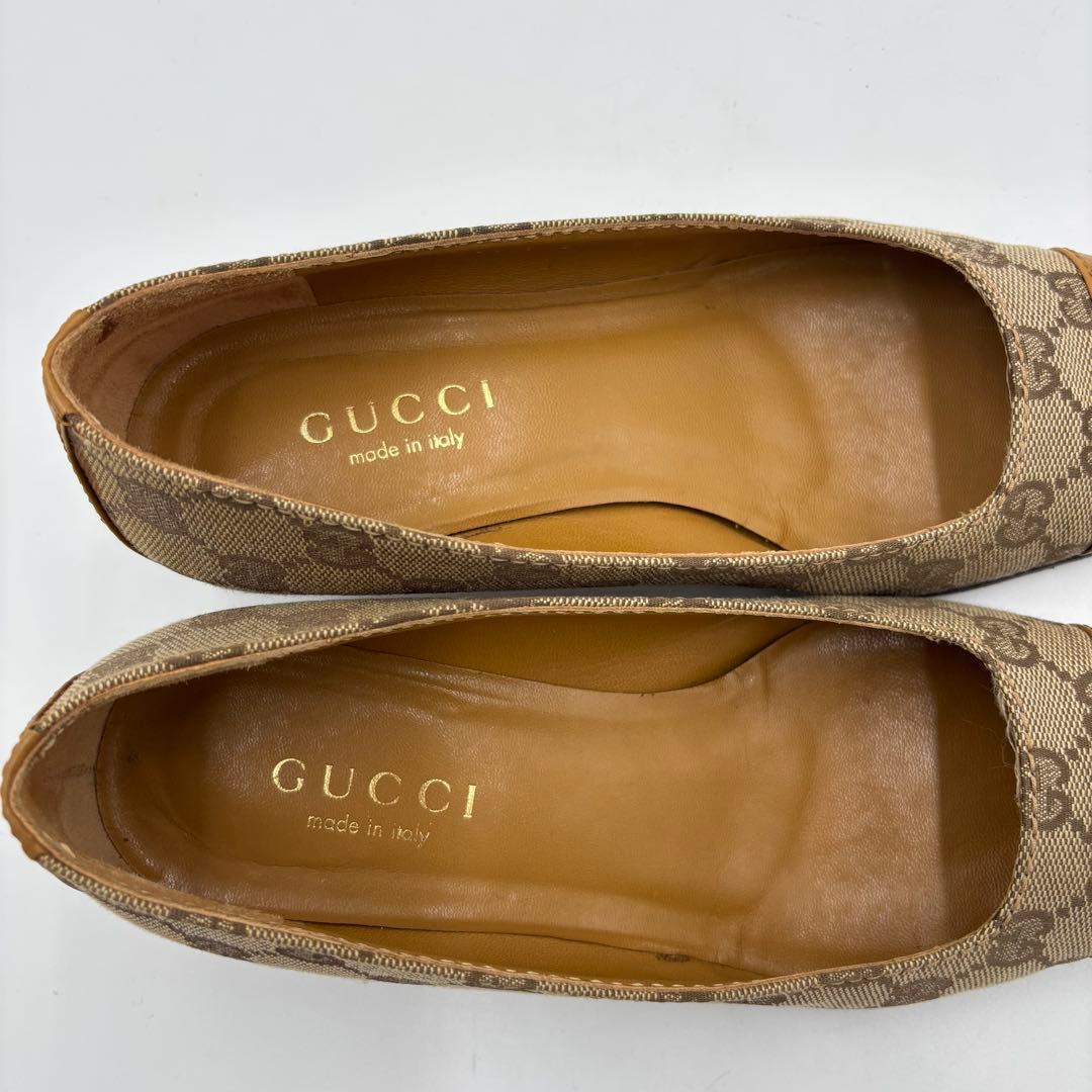 GUCCI グッチ GGキャンバス× レザー パンプス 36 約23㎝ ベージュ