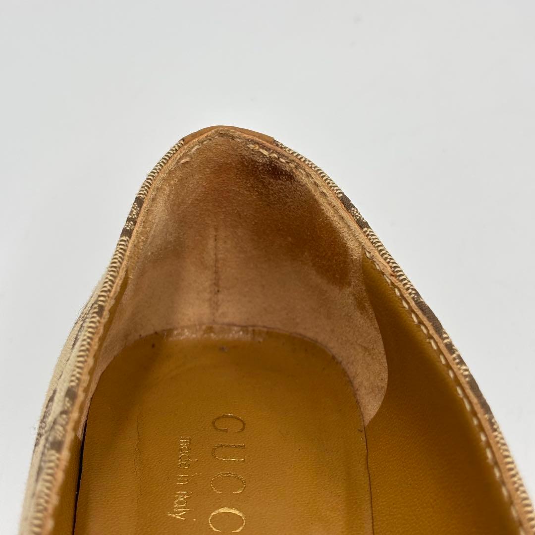 GUCCI グッチ GGキャンバス× レザー パンプス 36 約23㎝ ベージュ