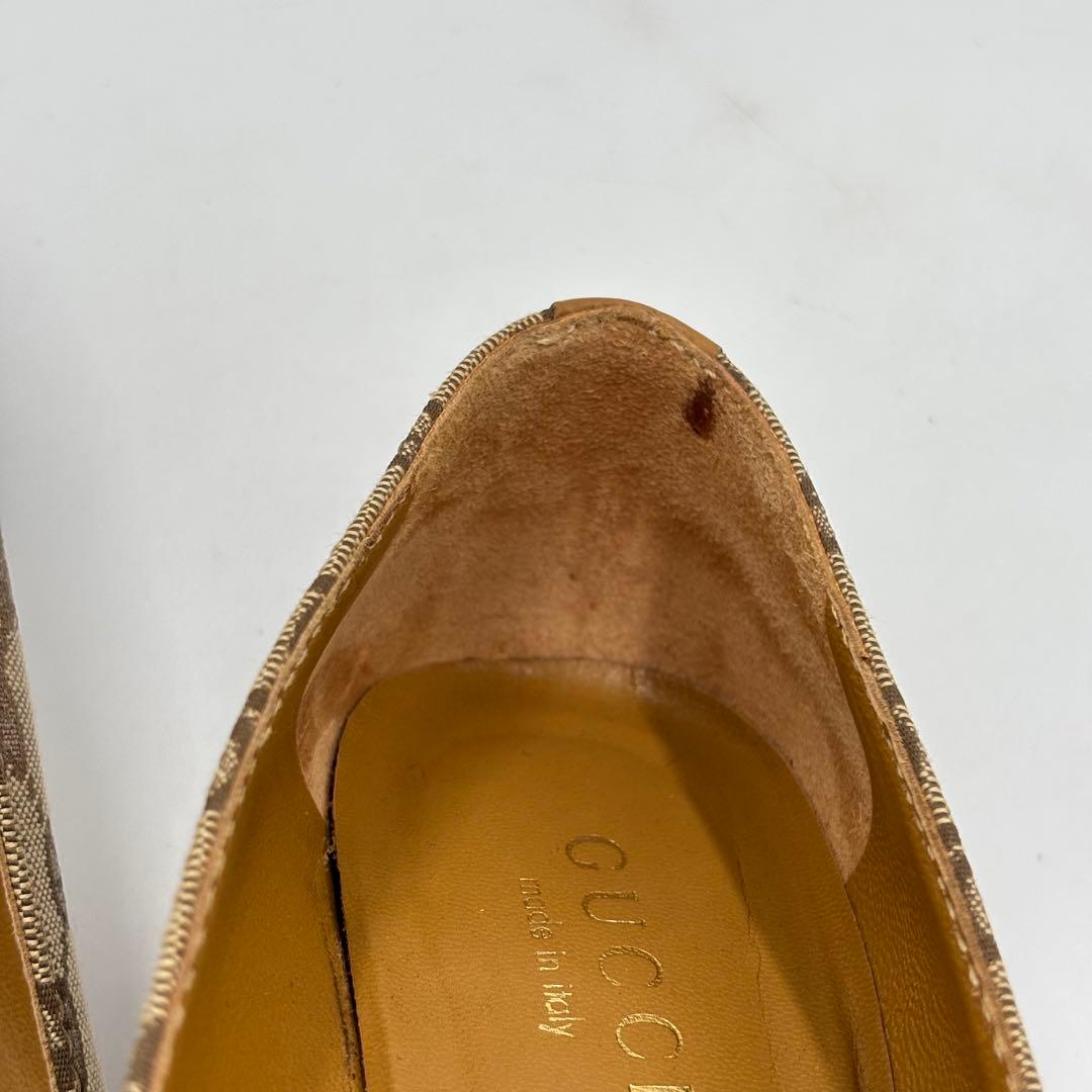 GUCCI グッチ GGキャンバス× レザー パンプス 36 約23㎝ ベージュ