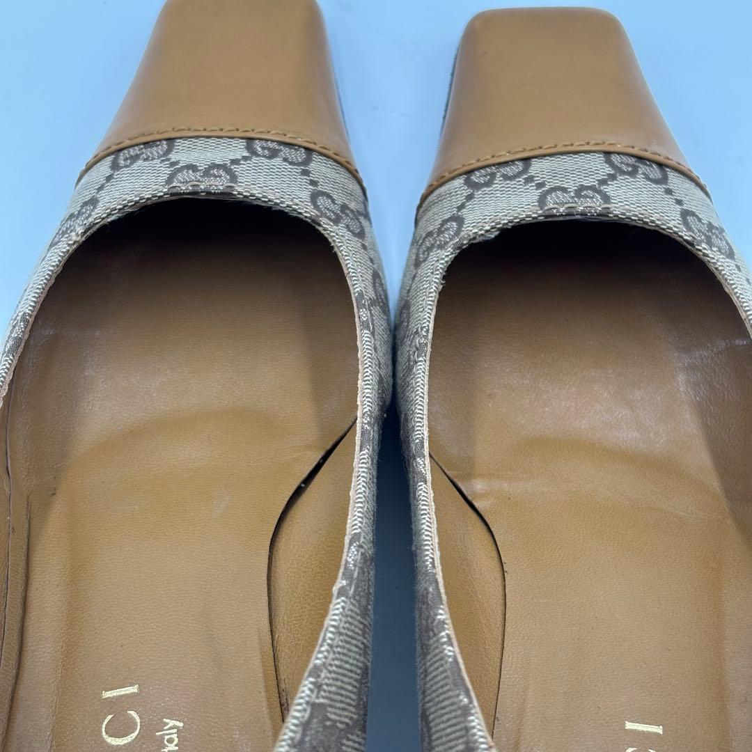 GUCCI グッチ GGキャンバス× レザー パンプス 36 約23㎝ ベージュ