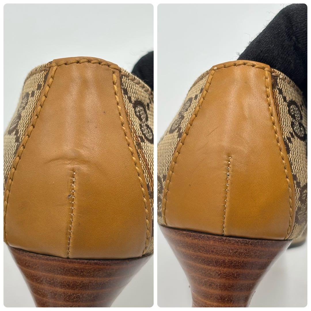 GUCCI グッチ GGキャンバス× レザー パンプス 36 約23㎝ ベージュ