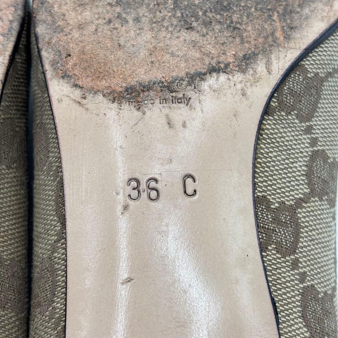 GUCCI グッチ GGキャンバス× レザー パンプス 36 約23㎝ ベージュ