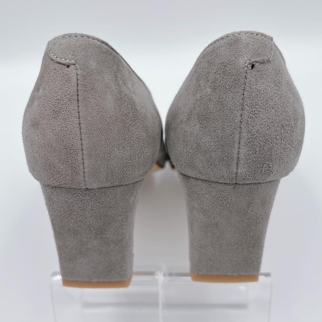 【新品】DIANA グレー スクエアトゥ スクエアバックル　パンプス　スエード