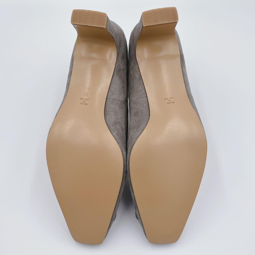 【新品】DIANA グレー スクエアトゥ スクエアバックル　パンプス　スエード