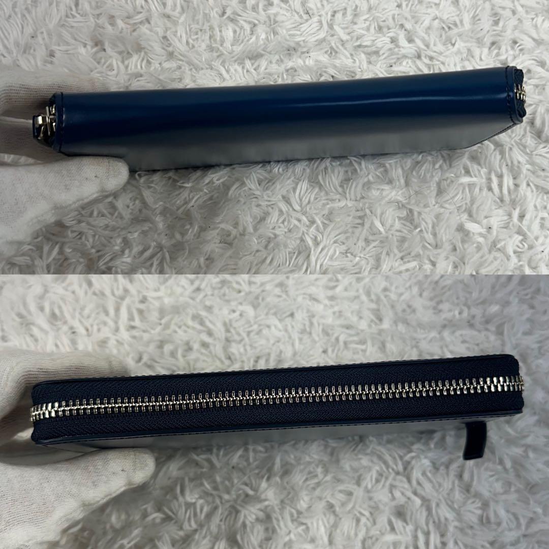 新品　プレリー　ギンザ　コードバン　ラウンドファスナー　長財布　紺色　レザー