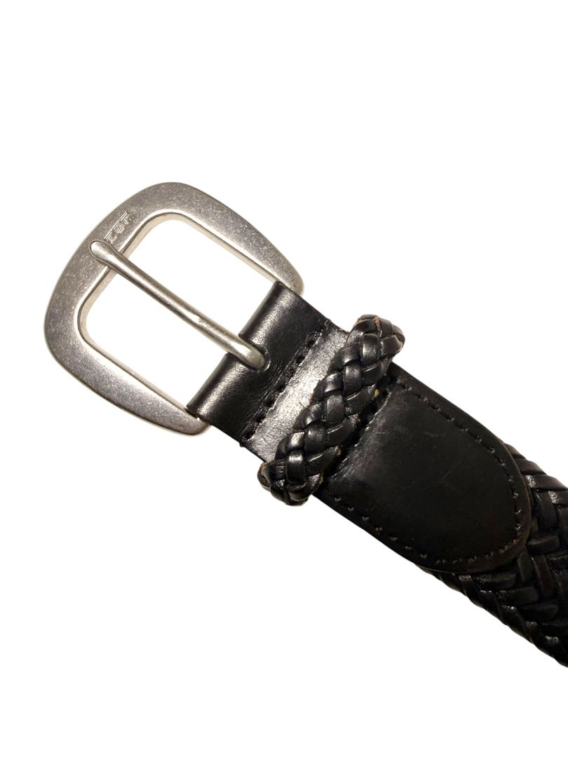 美品☆RALPH LAUREN　メッシュベルト　編み込み　レザー　本革　ブラック