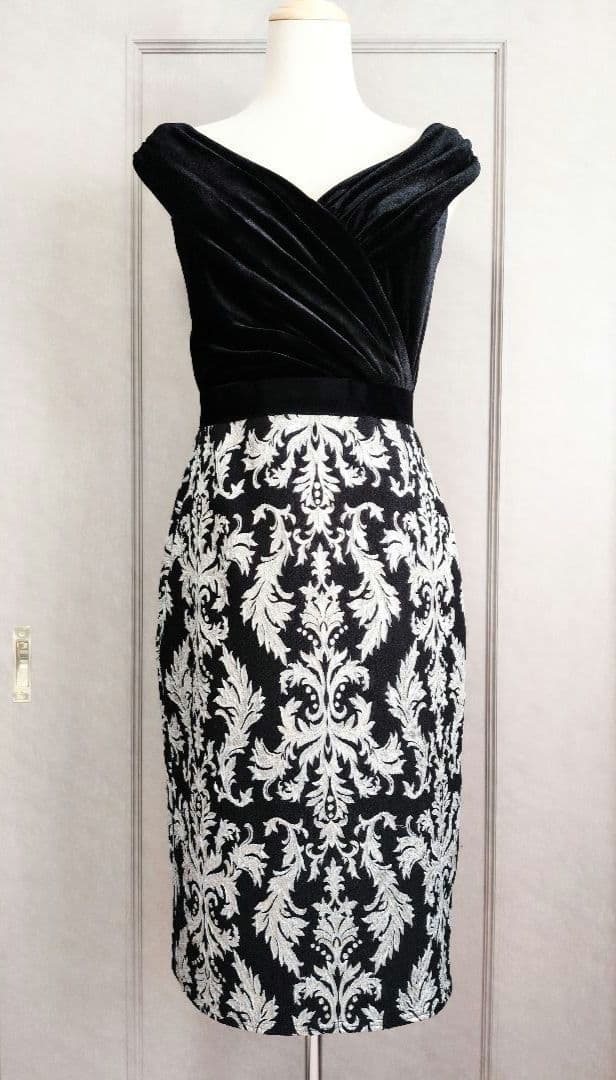 【TADASHI SHOJI】ベルベット×ジャガード ワンピース ドレス☆