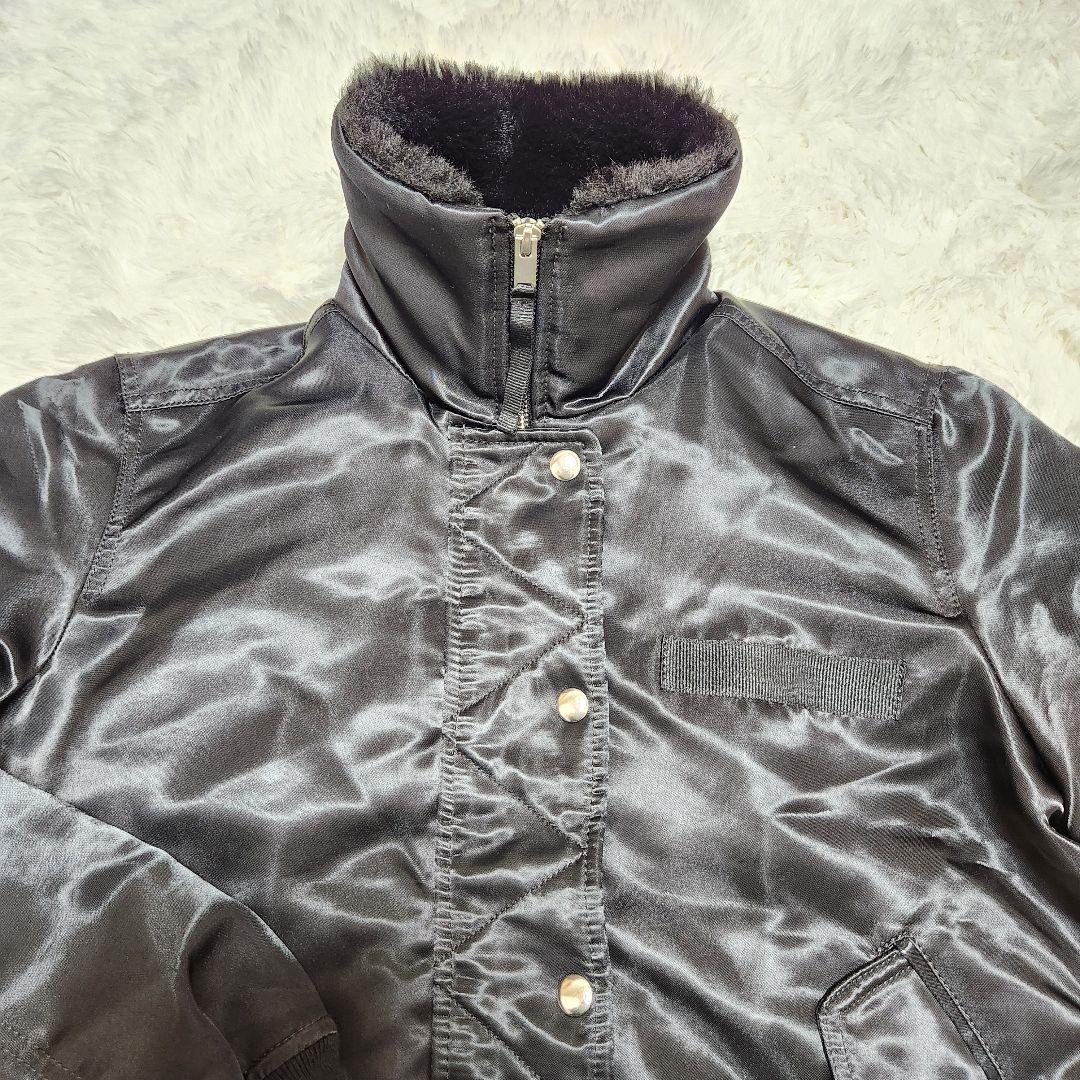 Y2K 00s archive 短丈　ブラック 光沢 ファー ブルゾン