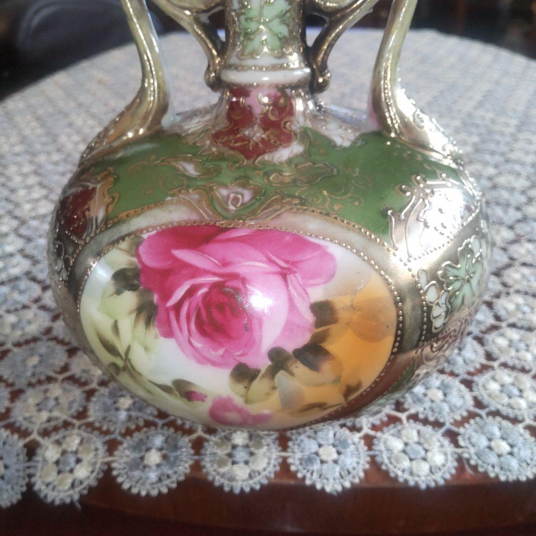 宮*浩様 アンティーク オールドニッポン アールヌーボー様式 薔薇紋 金盛り 花