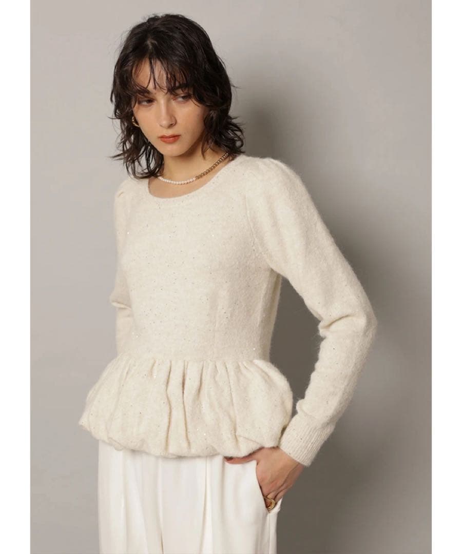 CADUNE キラキラペプラムニット