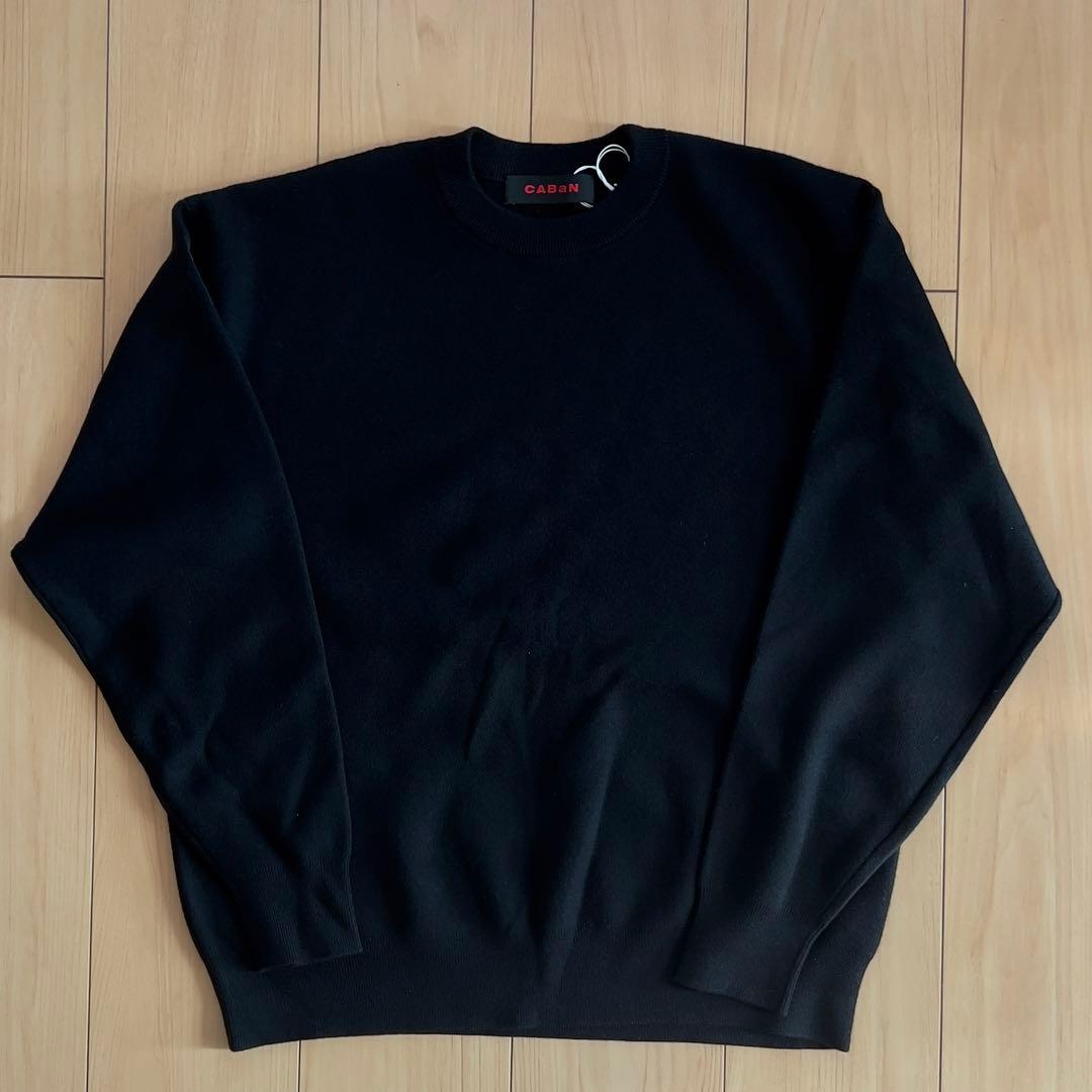 CABaN コットンカシミヤクルーネックプルオーバー ブラック Sサイズ