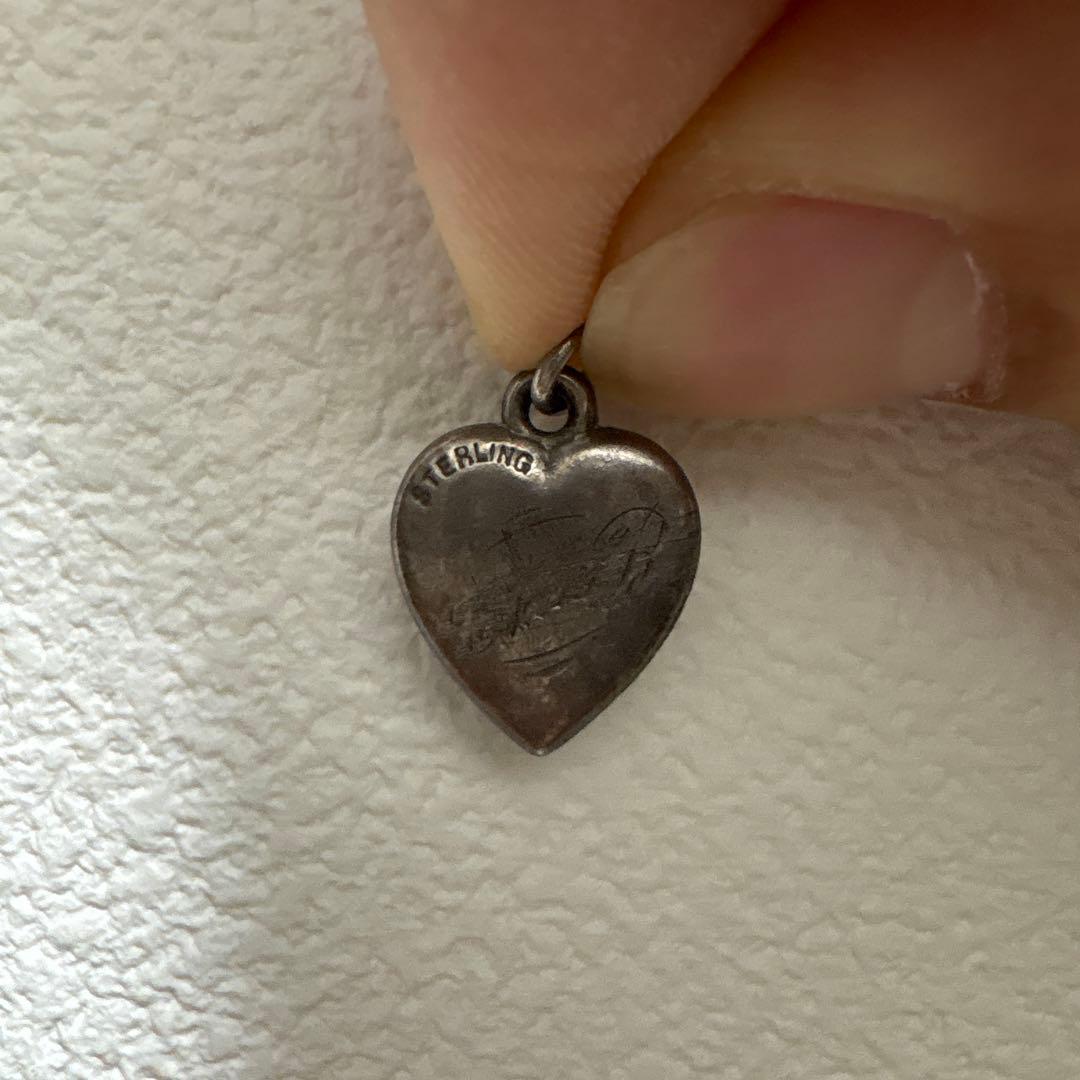 40s　スウィートハートジュエリー　WW2　シルバー　チャーム　ハート　百合の花