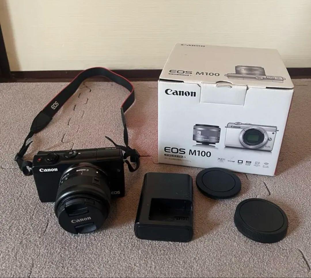 【美品】CANON キャノン EOSM100 ブラック カメラ　箱付き