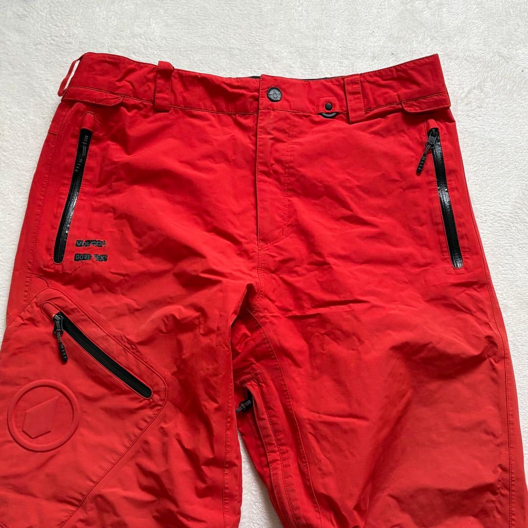【VOLCOM】GORE-TEX スノーボードパンツ レッド メンズL 防水防風