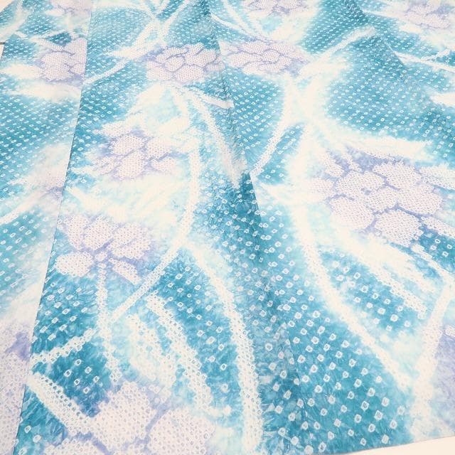 新品 有松鳴海絞り 夏着物 綿 仕付け糸付 トールサイズ 高級浴衣 6415