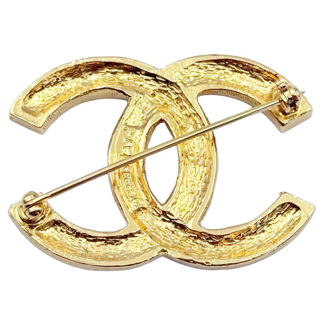 ⭐️極美品⭐️シャネル ピンブローチ ラインストーン ココマーク ゴールドGP