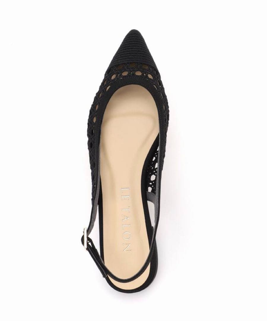 ルタロン　ポインテッドクロシェレーススリングバック　ブラック