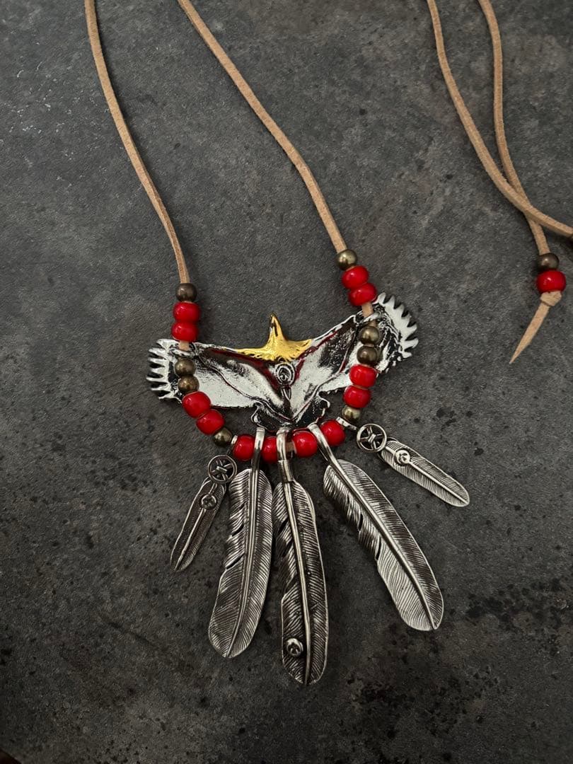 頭金イーグルネックレス　フェザーネックレス　フェザー　2点セット