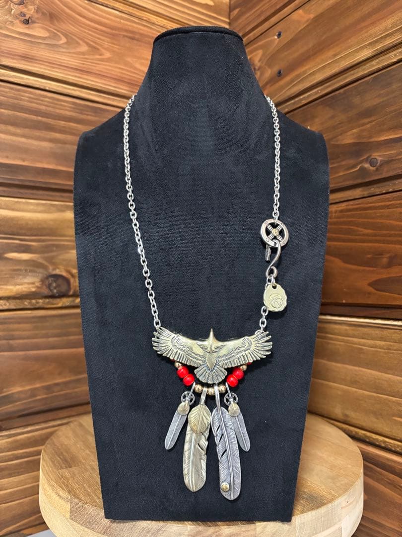 頭金イーグルネックレス　フェザーネックレス　フェザー　2点セット