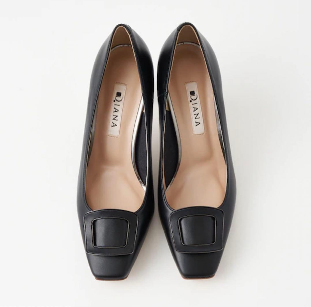 ゆきぽよ　DIANA 黒 スクエアトゥ パンプス ヒール約7cm