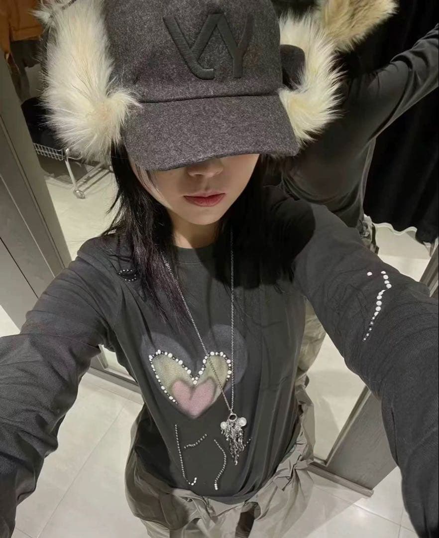 【新品未使用】open Yy ファーキャップ グレー