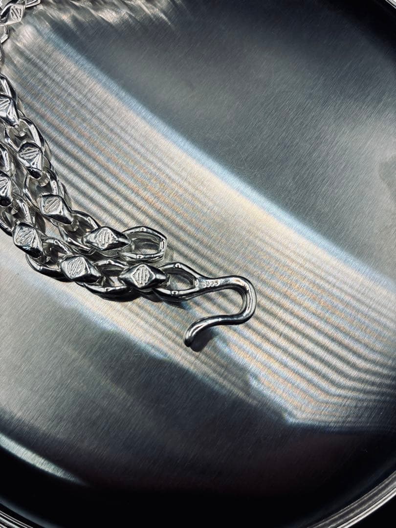 VINTAGE メンズレトロ シルバー ゴールドスカルネックレス