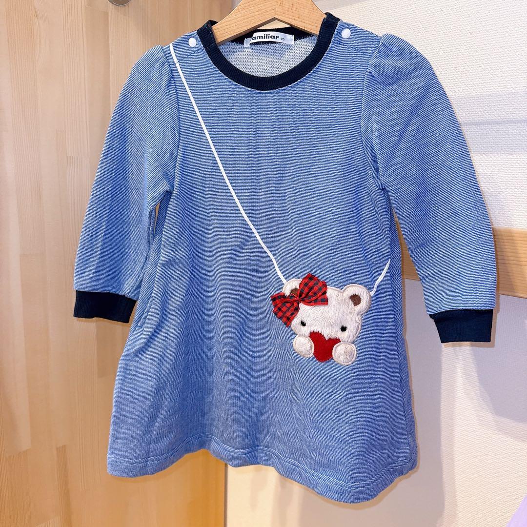 familiar ファミリア　くまさん　 スウェットワンピース 90cm