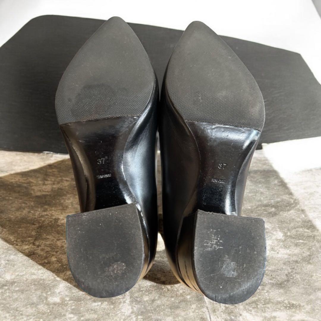 37アレキサンダーワン ポインテッドトゥデザインヒールパンプス ブラック