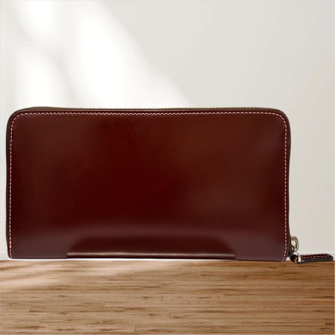 極美品 SOMES ソメス 長財布 ラウンドファスナー コードバン ボルドー 革