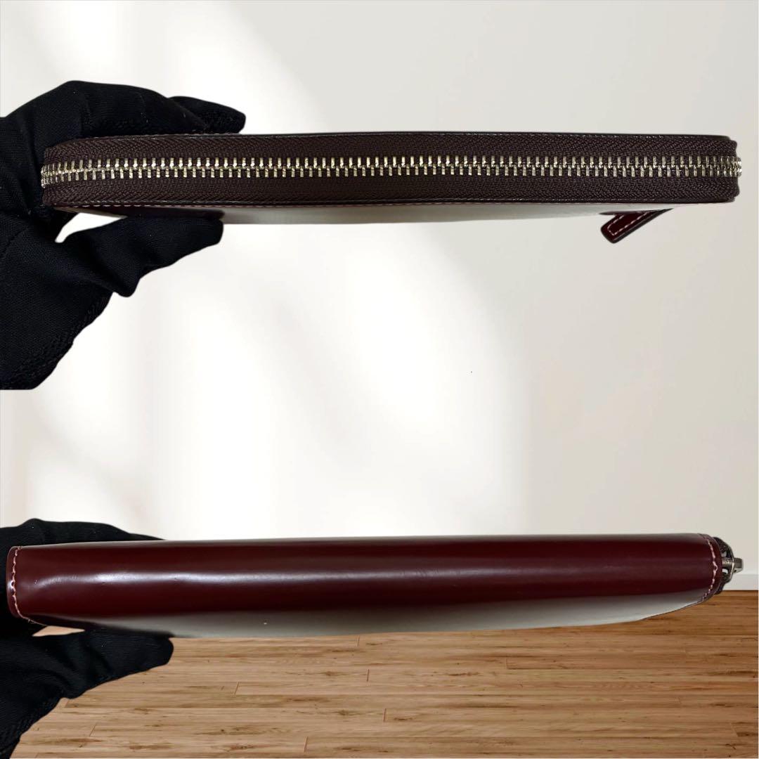 極美品 SOMES ソメス 長財布 ラウンドファスナー コードバン ボルドー 革