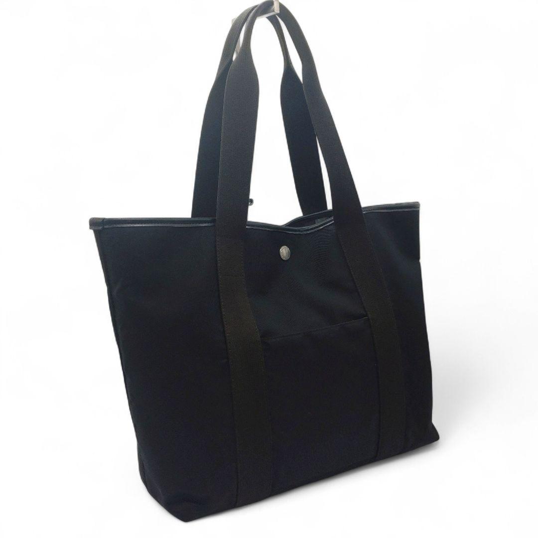 大容量　ブラックレーベルクレストブリッジ　チェック　 ナイロン トートバッグ　黒