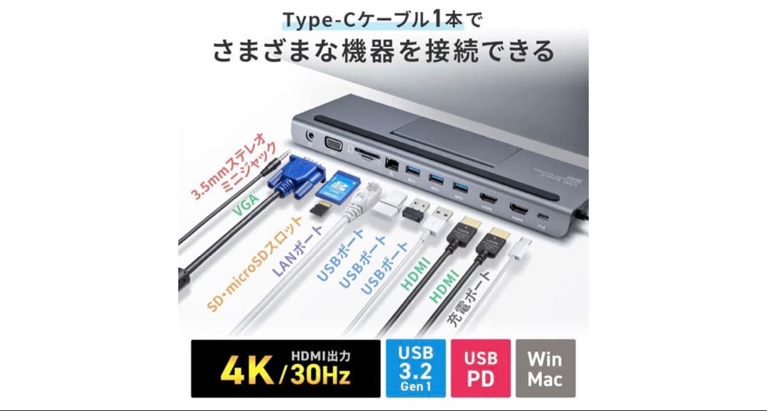 サンワサプライDocking Station USB-CVDK8