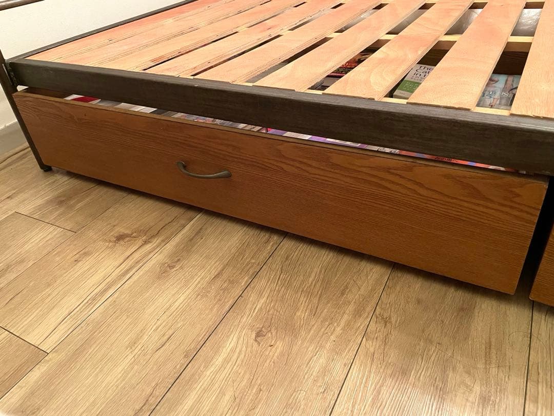 【mkrさま専用】a.depeche ダブル ベッドフレーム&専用収納2つ