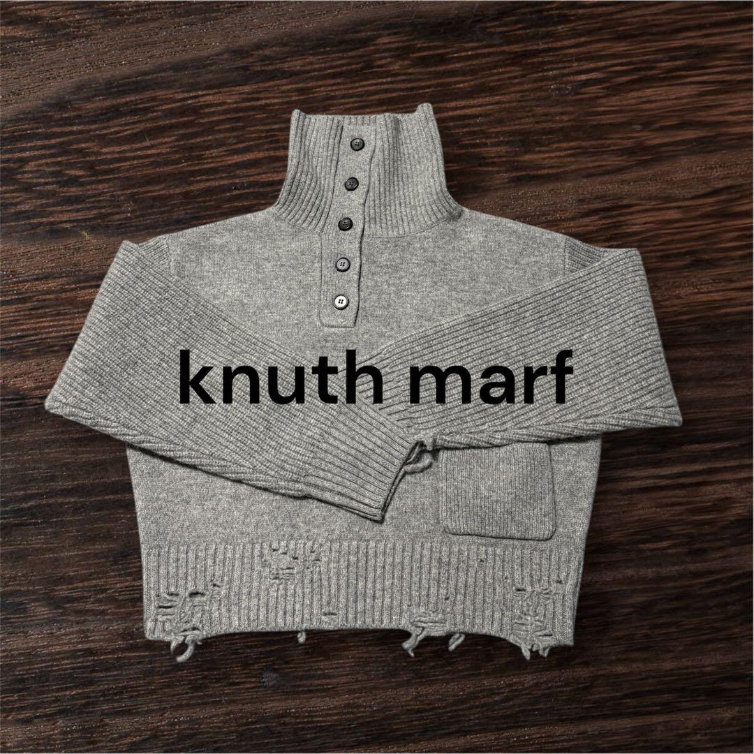 【knuth marf】buttoned high-neck knit/gray