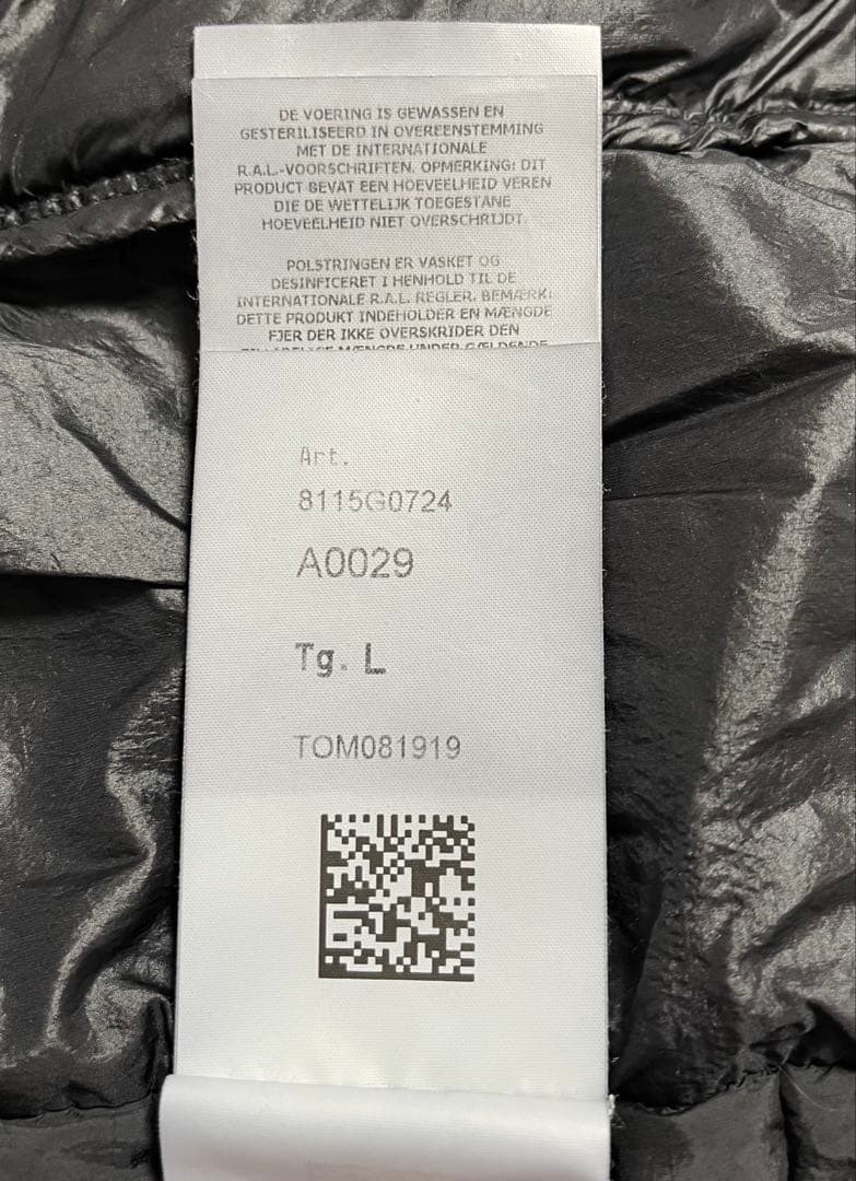 stone GARMENT DYED DOWN ダウンベスト 黒 L