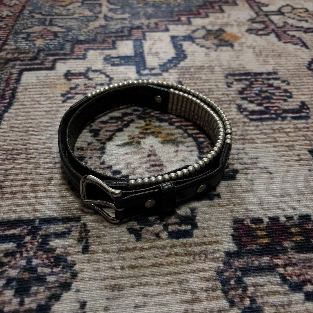 JOHN LAWRENCE SULLIVAN ブラック メタルレザーベルト 箱付