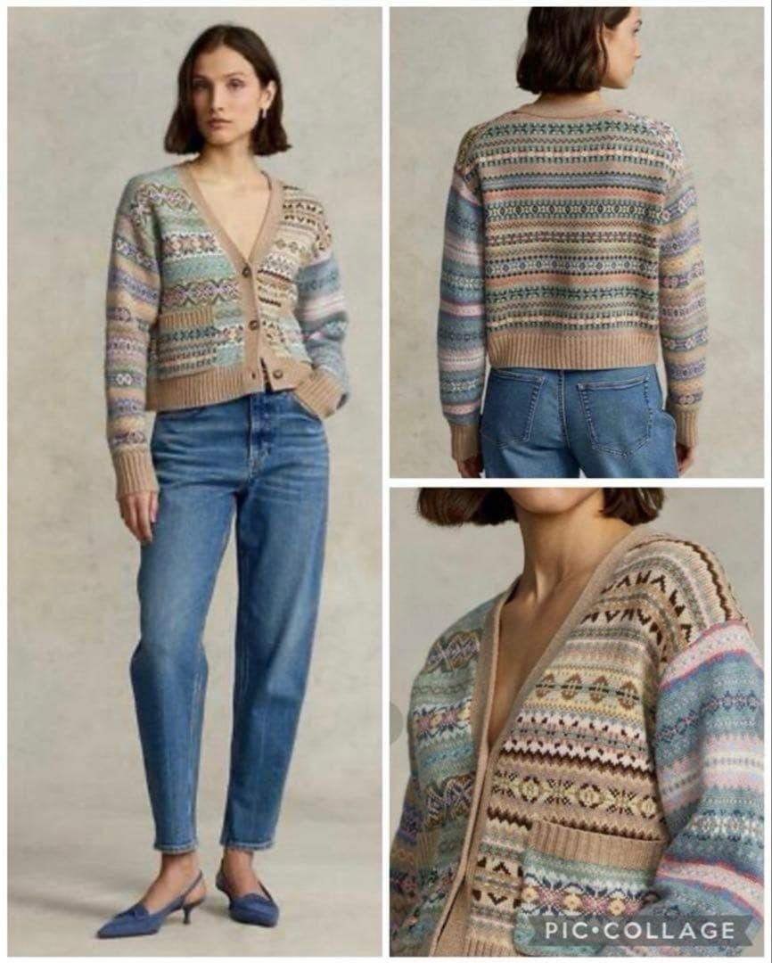 即完売品⭐︎美品⭐︎ラルフローレン⭐︎パネルド フェア アイル Vネック カーディガン