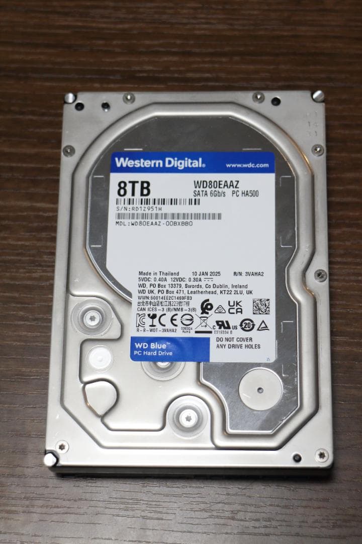 【ほぼ新品】WD80EAAZ [WD Blue 8TB 5640rpm]