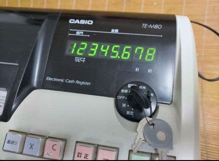 カシオレジスター　TE-M80　中古品　人気機種感熱紙　送料無料　653811