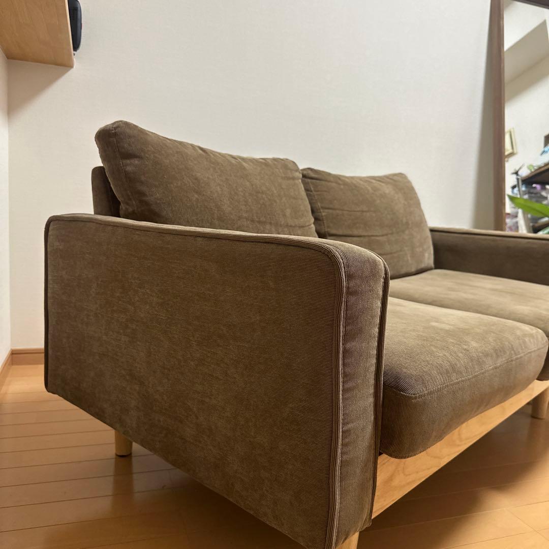 【美品】直接取引歓迎☆ブラウン コーデュロイ 2人掛けソファ 135cm