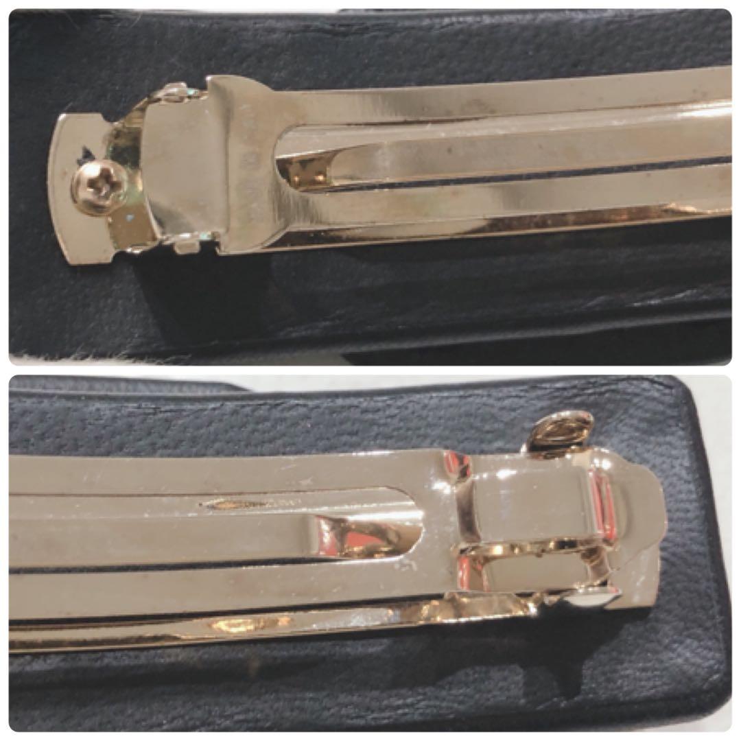 ☆Ferragamo☆ フェラガモ バレッタ ブラックレザー ヴァラリボン